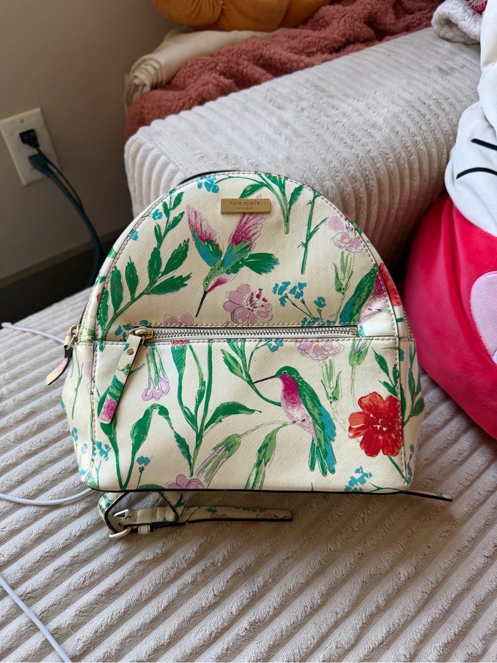 kate spade Cream Floral Hummingbird Backpack Crossbody
